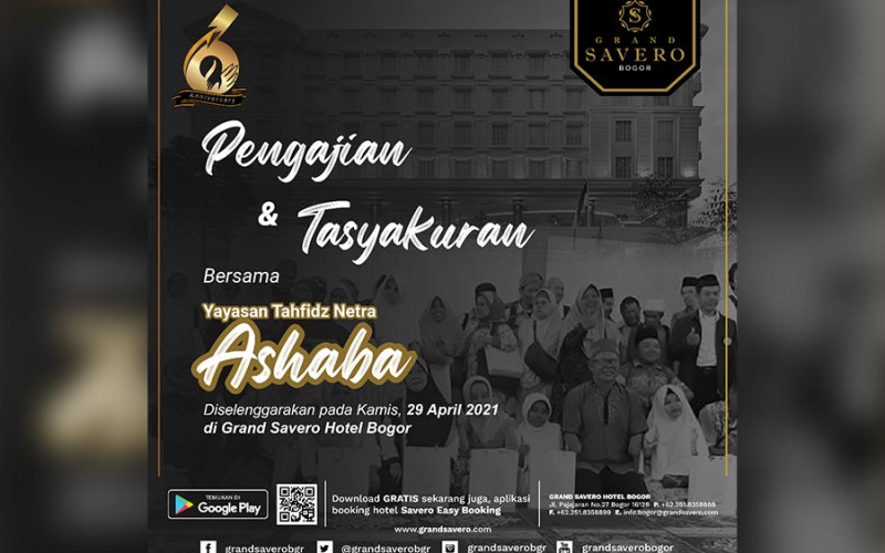 Anniversary Ke 6 Hotel Grand Savero Peduli Tahfidz Tuna Netra