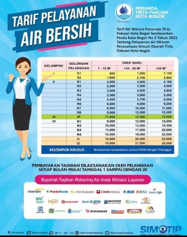 Catat Ini Informasi Tarif Pelayanan Air Bersih Perumda Tirta Pakuan Kota Bogor Berita