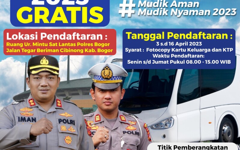 Polres Bogor Buka Layanan Mudik Gratis Lebaran 2023, Ini Daftar Tujannya