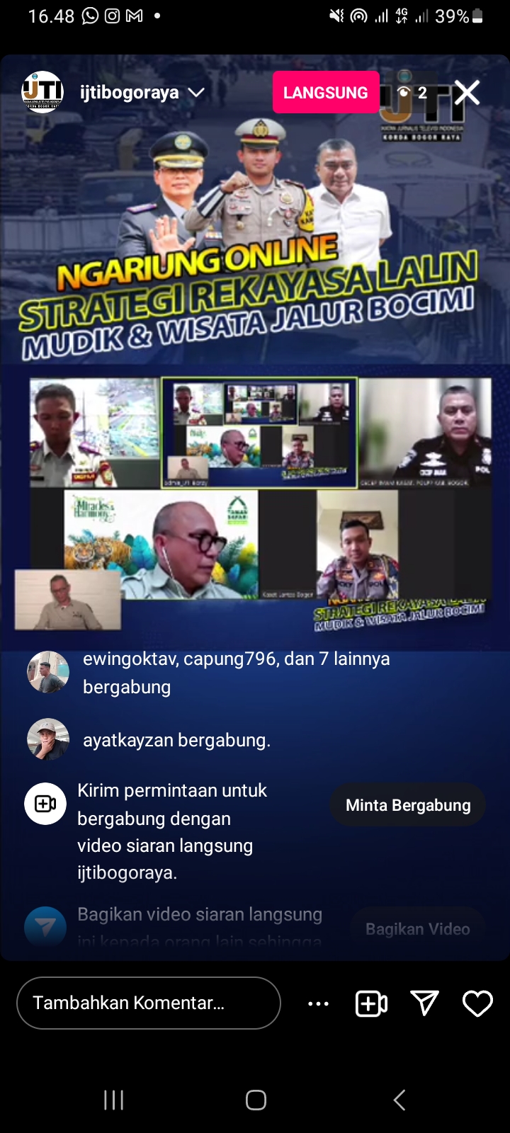 Program Ngariung Online IJTI Kupas Starategi Forkompinda Hadapi Dampak Arus Mudik dan Wisata Jalur Cikereteg