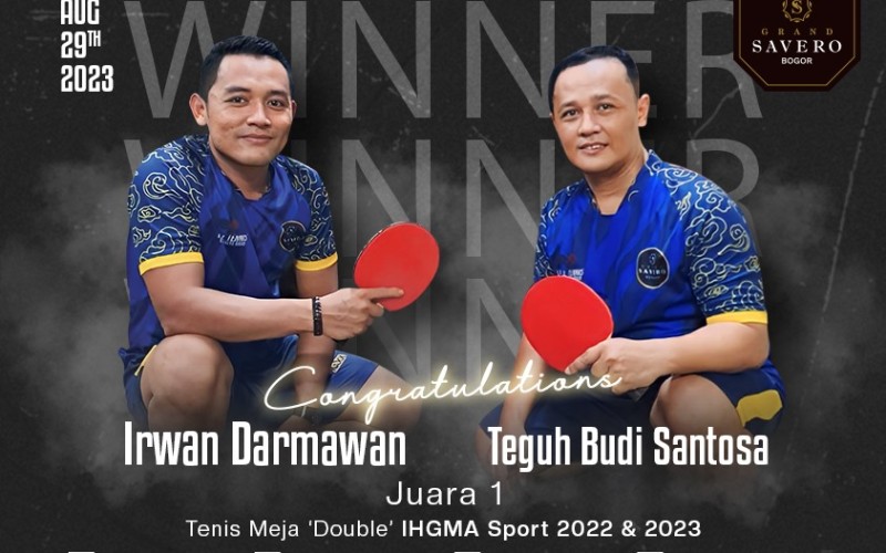 Hotel Grand Savero Bogor 2 Tahun Berturut-Turut Menjadi Juara Bertahan Meja Tenis di IHGMA Sport Day
