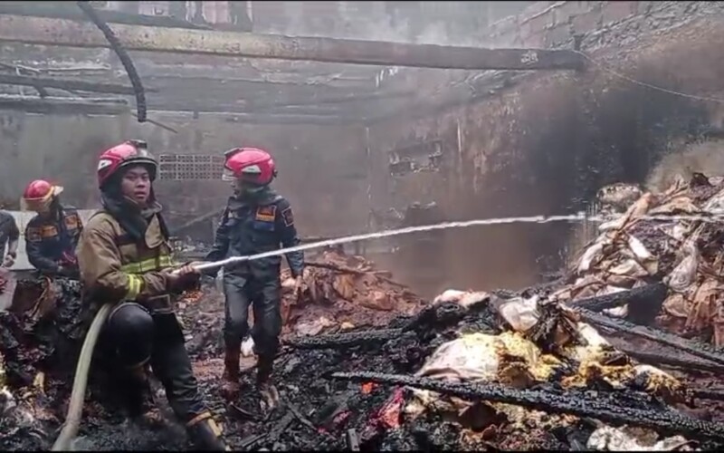 Diduga Arus Pendek, Pabrik Ciki di Bogor Ludes Terbakar