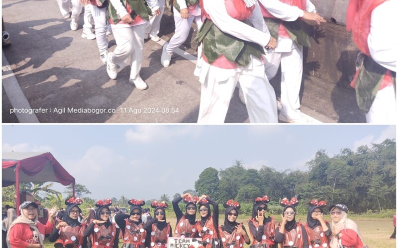 Menarik, Jalan Sehat Kemerdekaan Desa Pamijahan Pakai Busana Daur Ulang