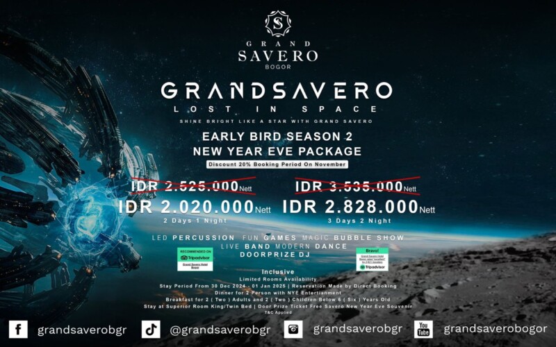 GAS! ADA PROMO EARLY BIRD PAKET MENGINAP TAHUN BARU 2025 DI GRAND SAVERO BOGOR