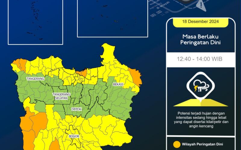 Update Peringatan Dini Untuk Cuaca di Wilayah Jabodetabek Hari Ini