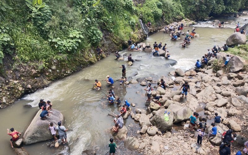 Wawan Suryana Camat Pamijahan Tebar ikan di Sungai, Ini Tujuannya