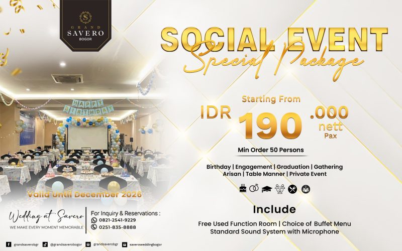 Grand Savero Bogor Hadirkan Social Event Special Package untuk Berbagai Momen Spesial
