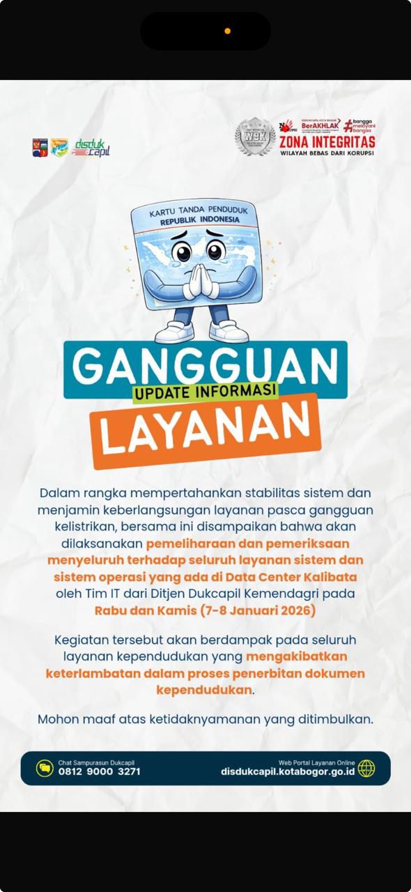 Gangguan Update Informasi Layanan