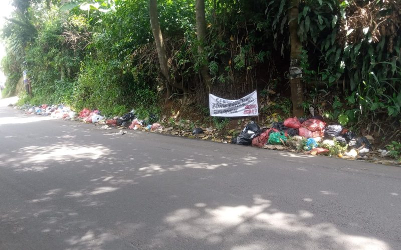 Lagi- lagi, Sampah Liar Menumpuk di Ruas Jalan Raya Bojong Rangkas Ciampea