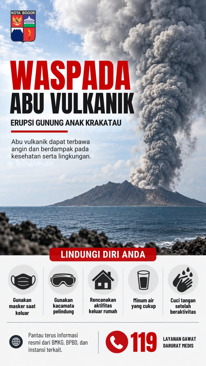 Abu Vulkanik Anak Krakatau Terdeteksi di Jabodetabek, Pemkot Bogor Imbau Warga Tingkatkan Kewaspadaan